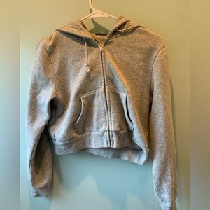 Brandy Melville grey cropped zip up hoodie
